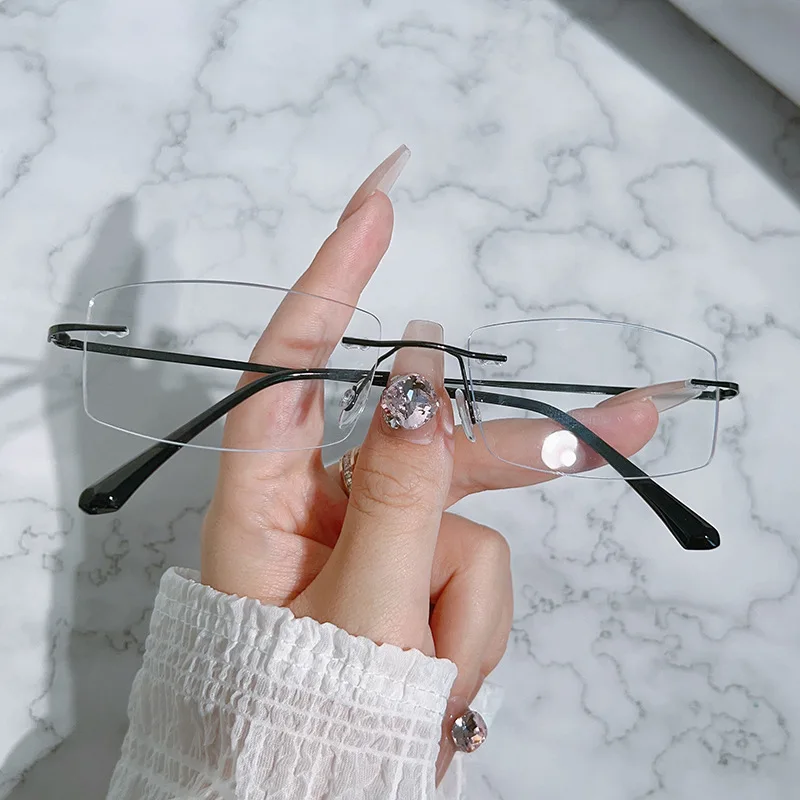 Sleek Vintage Rimless Myopia Eyeglasses