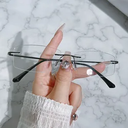 Sleek Vintage Rimless Myopia Eyeglasses (Black)
