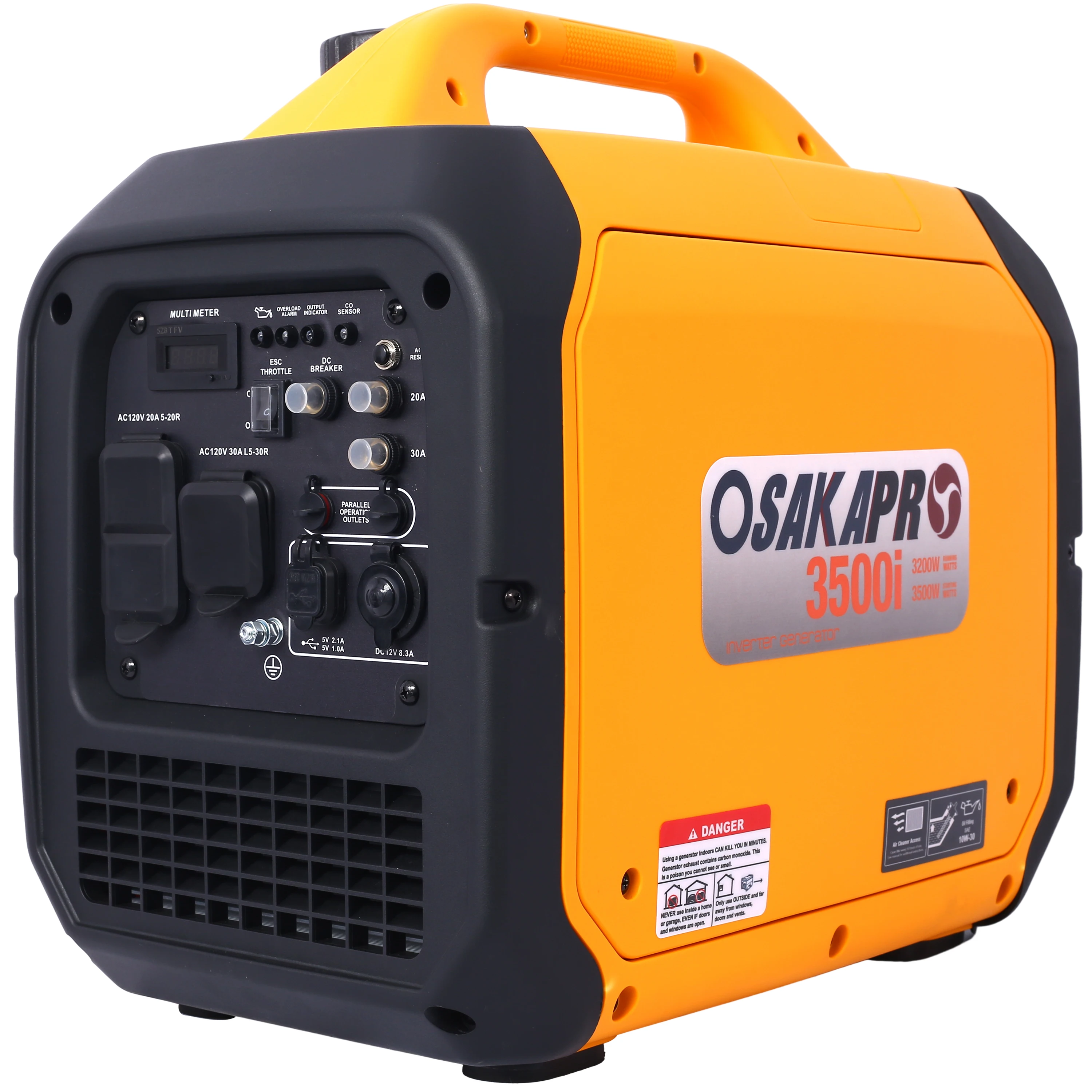 3500 Watt Portable Inverter Generator Gas Powered, EPA Compliant with CO SENSOR, Compact and Lightweight for Home Backup Power,