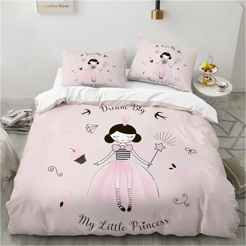 Cute Cartoon Animals Pink Toddler Bedding Set 3D Funny Cat Cover Twin Queen Size For Teens Kids Girls Bedroom Decor Print Duvet