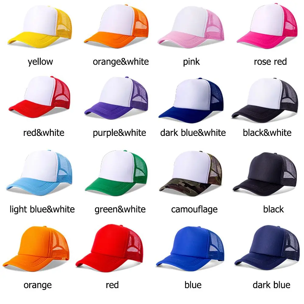 Fashion Unisex Plain Baseball Cap Adjustable Trucker Baseball Cap Snapback Mesh Curved Mens Womens Sun Summer Hat 5