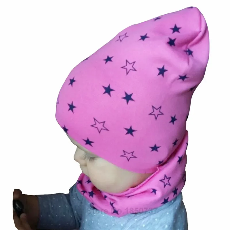 Star Print Cotton Baby Hat Autumn Winter Baby Girls Hat Boys Cap Toddlers Infant Cap Scarf Children Bonnet Hats 3