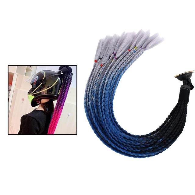 Female Motocross Helmet Pigtail Braids Curly Wig Hair Helmet Braid Punk 55cm