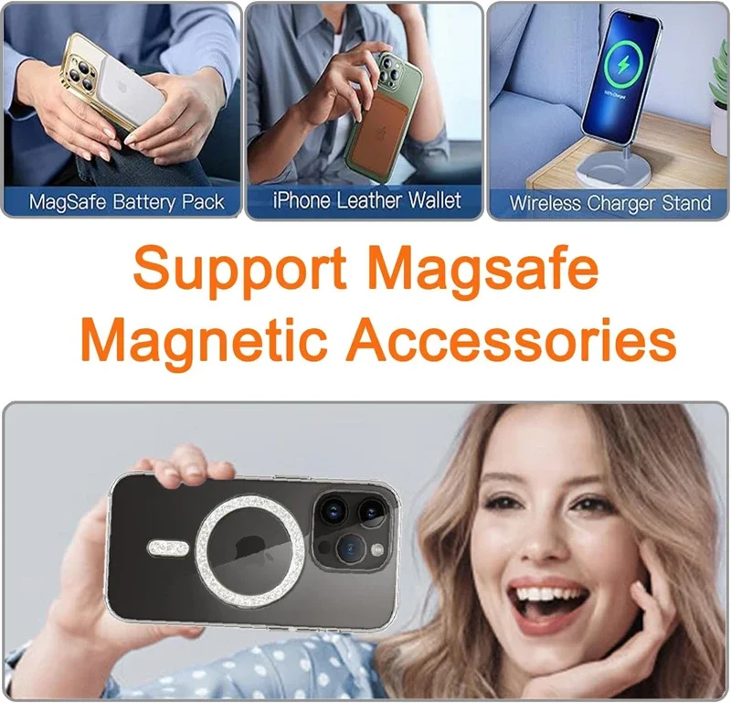 Sparkling Magnetic Ring Stickers: Wireless Charger & Phone Holder Enhancement Set (3-Pack)