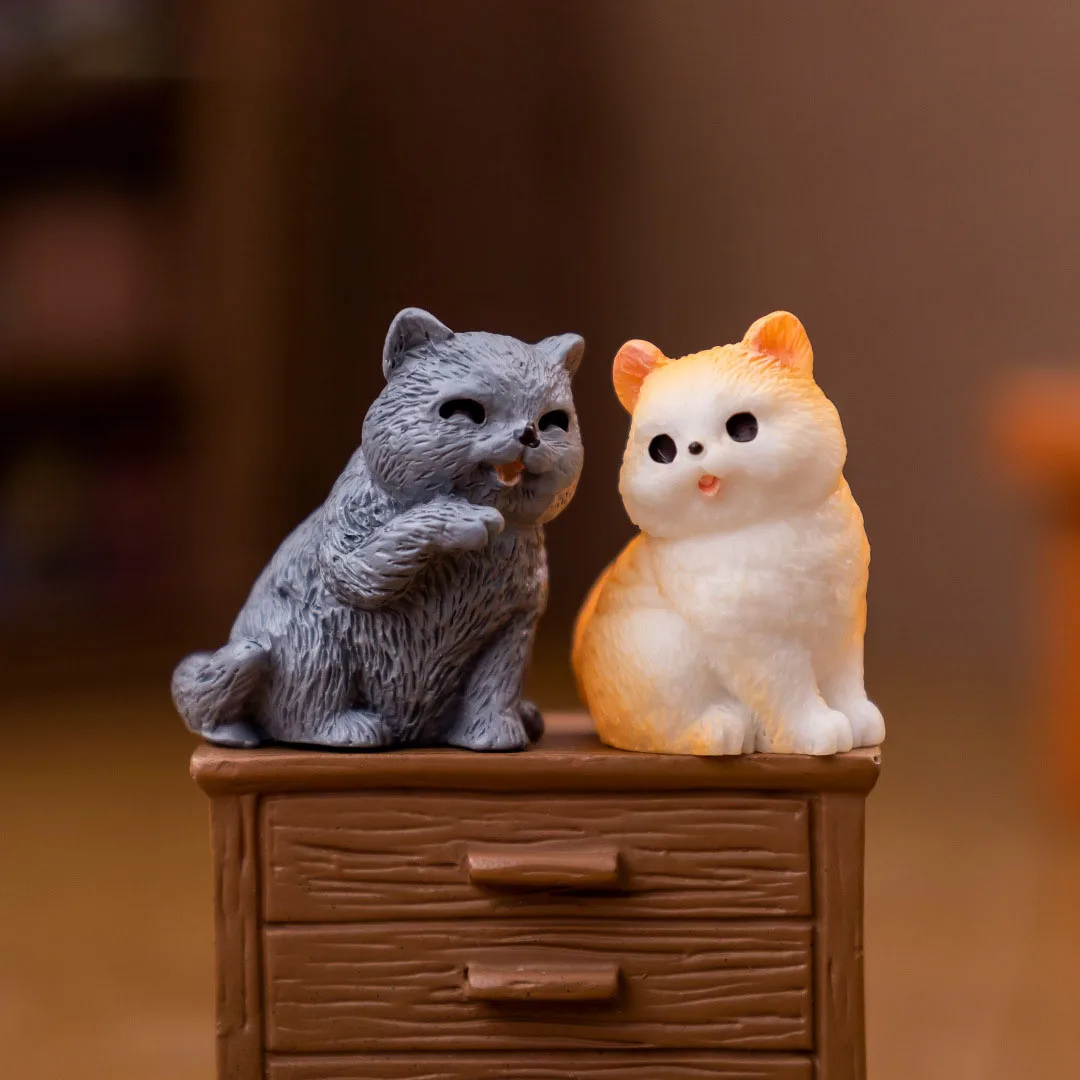 Resin Craft Miniature Figure 12pc Cute Mini Cat Small Dog Animal Decoration for Bonsai Microlandscape Fairy Garden