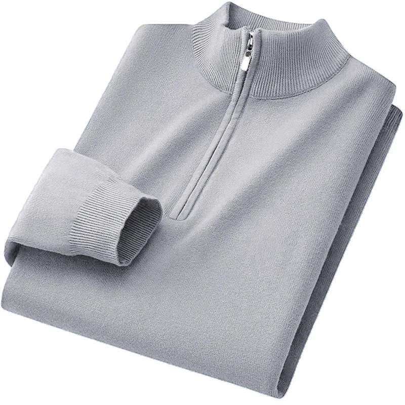 Animal Game Women Turtle Neck Zip Polo Sweaters Knitted Pullover Solid Knit Blouse Women's Cold Blouse Male Casual Warm Knitwear