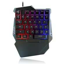  USB Wired Gaming Keyboard with LED Backlight 35 Keys sades Wide Hand Rest One-handed Membrane RGB gaming Keypad for LOL/PUBG/CF 