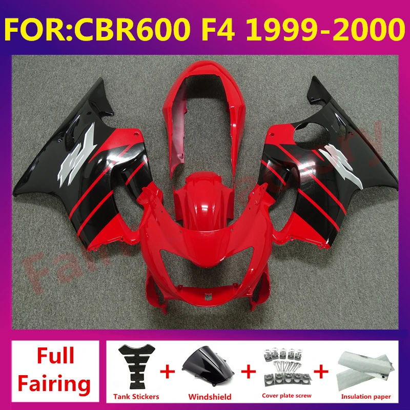 

NEW ABS Motorcycle Injection mold Fairing kit fit For CBR 600 CBR600 CBR600F F4 1999 2000 Bodywork fairings Kits set red black