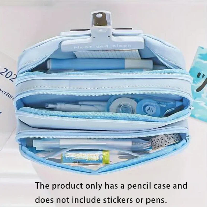 Chic Solid Color Pencil Case Korean Simplicity Transparent Pen Pouch Large Capacity Organizer Bag School SuppliesStationery bag 4
