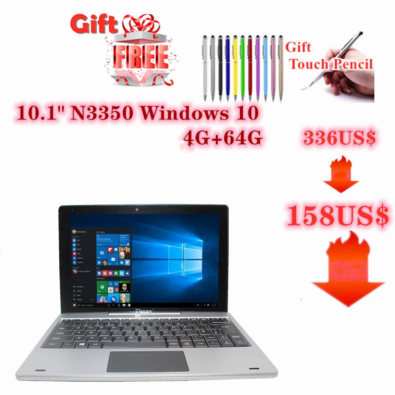 best tablet pc New Drop Shipping 4G+64G 10.1 INCH 2 IN1 Tablet N3350 CPU WINDOWS 10 PC With Dock Keyboard 1920 x 1200 IPS With 8000mA Battery latest ipad