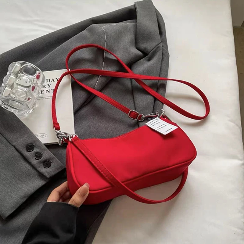 Borsa a tracolla rossa di nuova moda per le donne Borse semplici e versatili sotto le ascelle Borse piccole a tracolla giornaliere casual femminili coreane - immagine 5