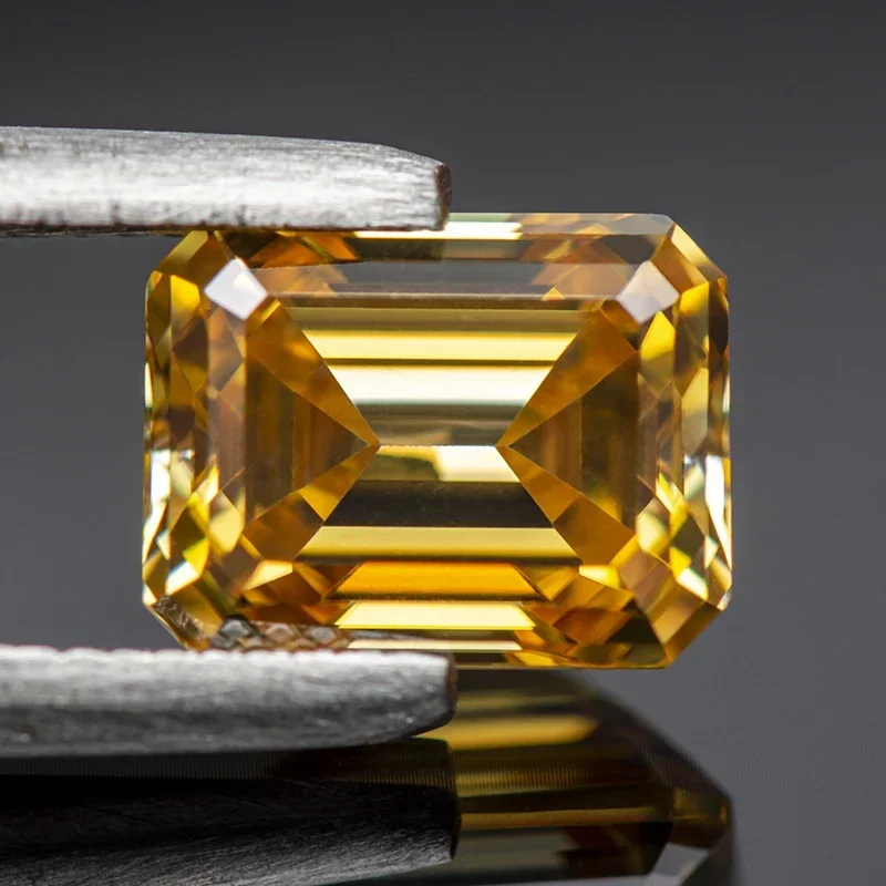 

GRA Certificate Champagne Color Emerald Cut Moissanite Diamond Lab Grown Gemstone Charms Jewelry Rings Earrings Making