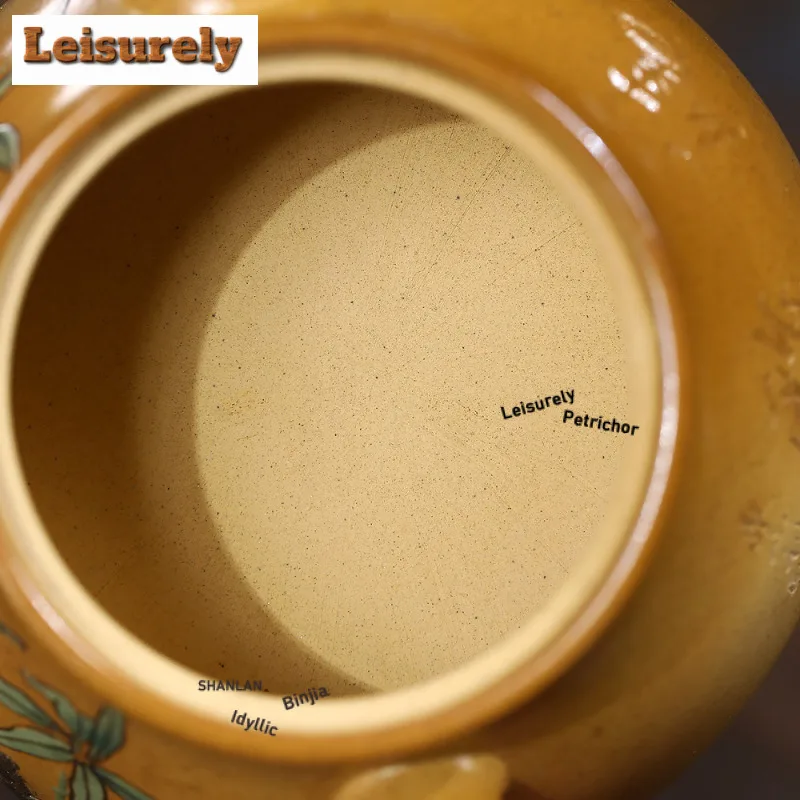 200ml Aesthetic Yixing Purple Clay Teapots Handmade Flowers And Birds Pot Raw Ore Wood-fired Porcelain Mud Kettle Zisha Tea Set