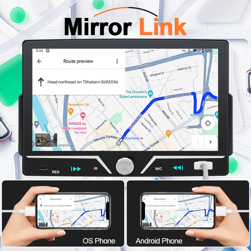 7" Car Radio Wireless/Wire Carplay Android Auto 1Din HD Touch Screen Bluetooth U