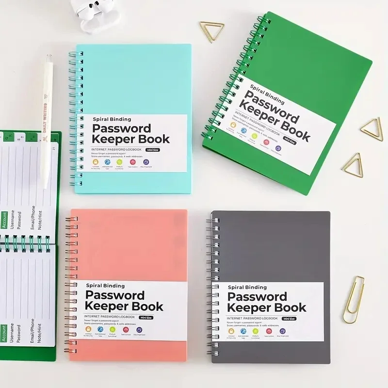 Compact Spiral Password Keeper - Secure & Organized Notebook Diary