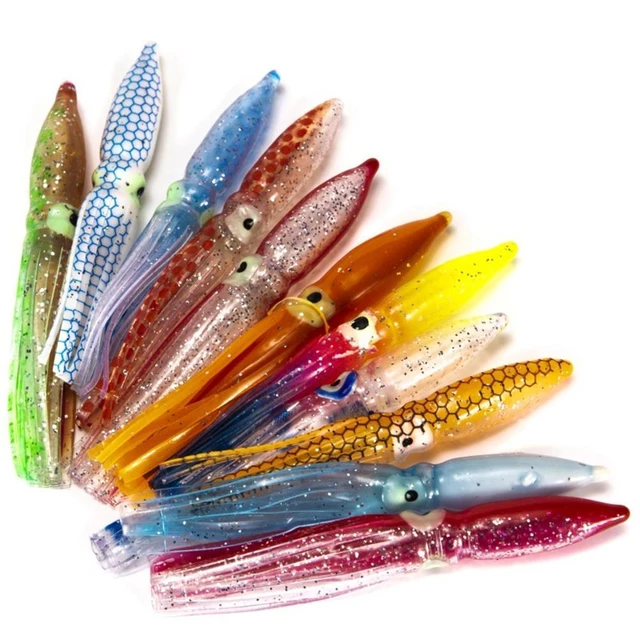 10Pcs Soft Octopus Fishing Lures Set For Jigs 8cm Mixed Color Luminous  Octopus Skirts Big Head Squid Bait - AliExpress