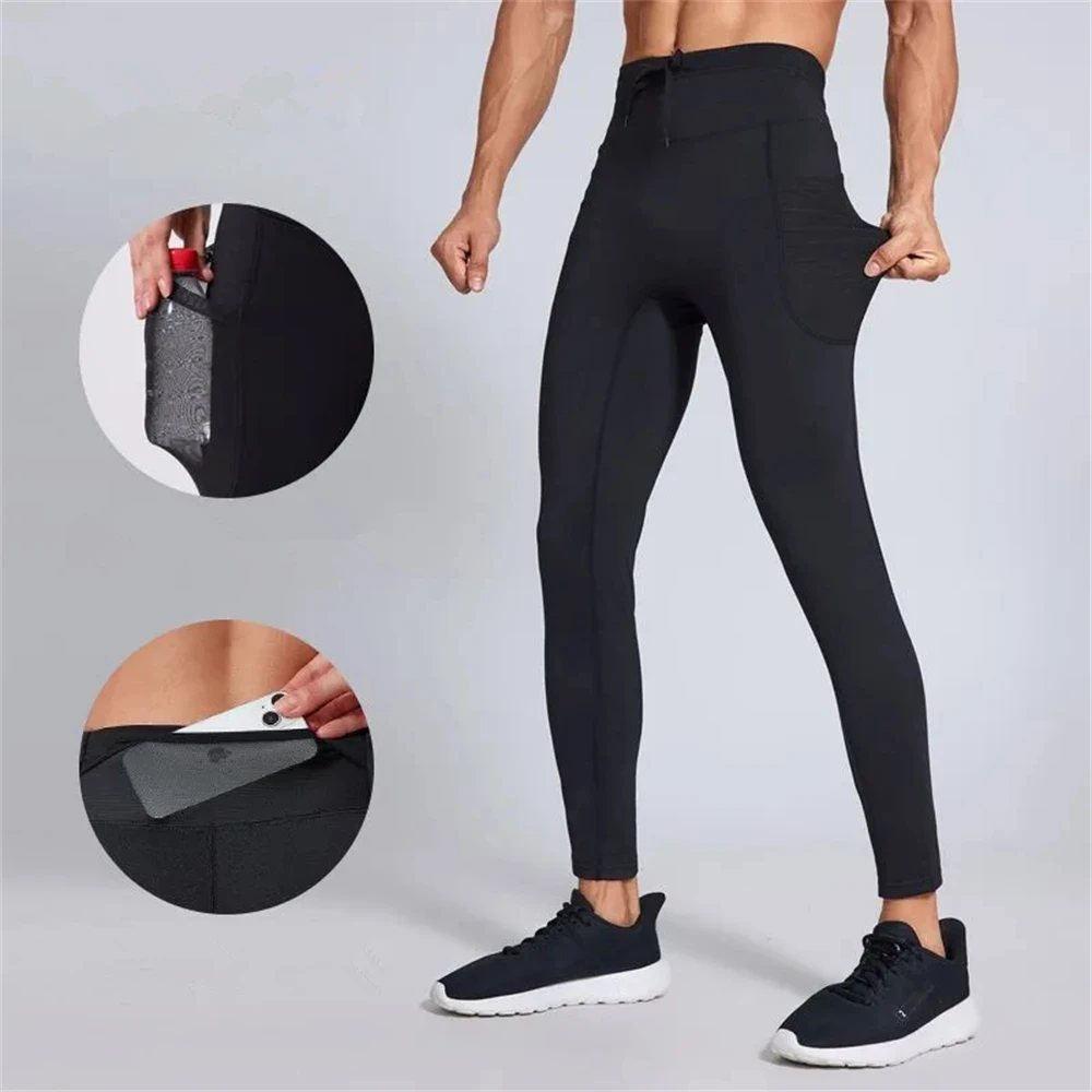 Men Women Compression Running Pants Reflective Outdoor Sports Leggings Basketball Fitness Yoga Guys Cycling Hiking Long Tights 2