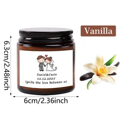 Personalized Scented Candle Wedding Souvenir - Elegant Gift (Vanilla)