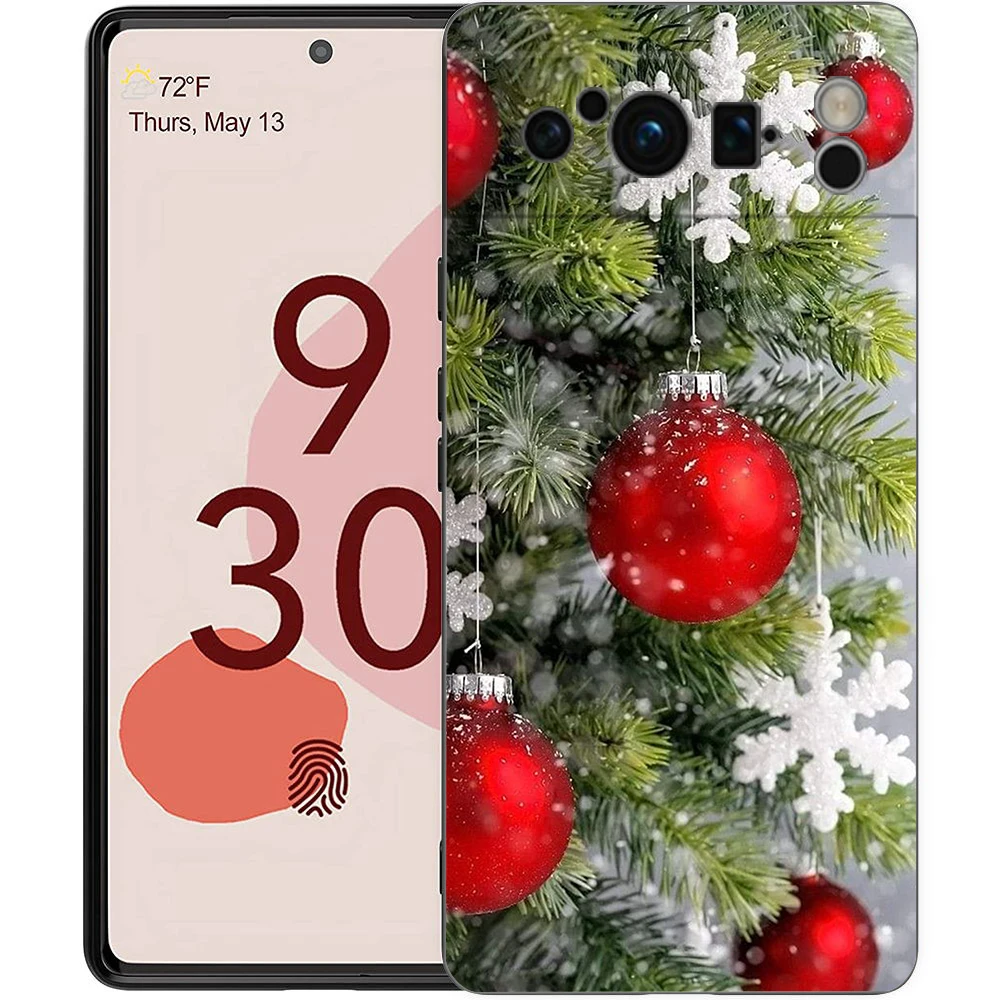 Christmas Graphic Printed Shockproof Black Silicone Phone Case
