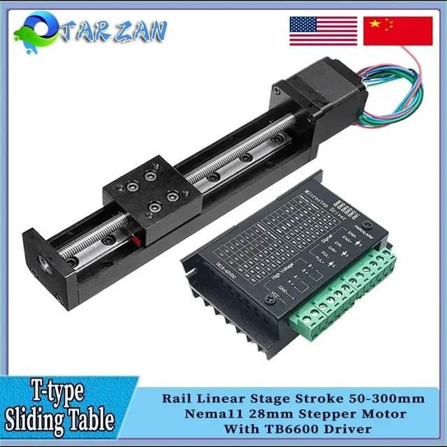 MINI T-Type ตารางเลื่อน Linear Rail STAGE 50/100/200/300 มม.Trapezoidal สกรู Stepper Motor สําหรับแกน XYZ CNC 3D เครื่องพิมพ์ 1