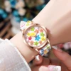 5PCs/Set Women's Silicone Printed Watch Fashion Casual Personalized With Floral Dial Classic Trendy Quartz Watch Combination Set 5