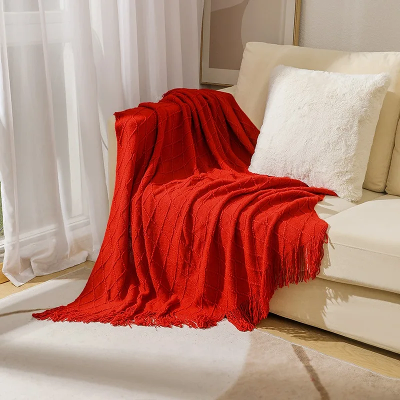 Khaki Oversized Boho Knit Throw Blanket