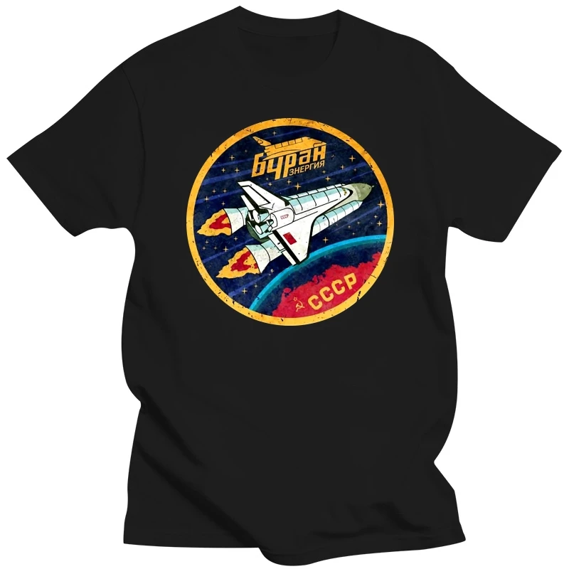 Vintage Cccp Buran Spaceplane T Shirt Uomo Manica Corta Space Shuttle T-Shirt Unione Sovietica Ussr Anniversary Tee Top Cotton Tshirt