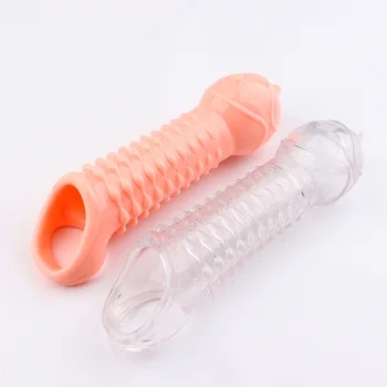 18cm Penis Extender Sleeve Reusable Condoms Penis Enlargement Delay Ejaculation Sex Toys For Men Adult Sexy Products Sex Shop 6