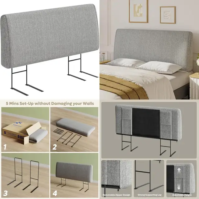 Linen-Textured Modern Headboard for Full-Size Beds, Sleek and Stylish Bedroom Upgrade