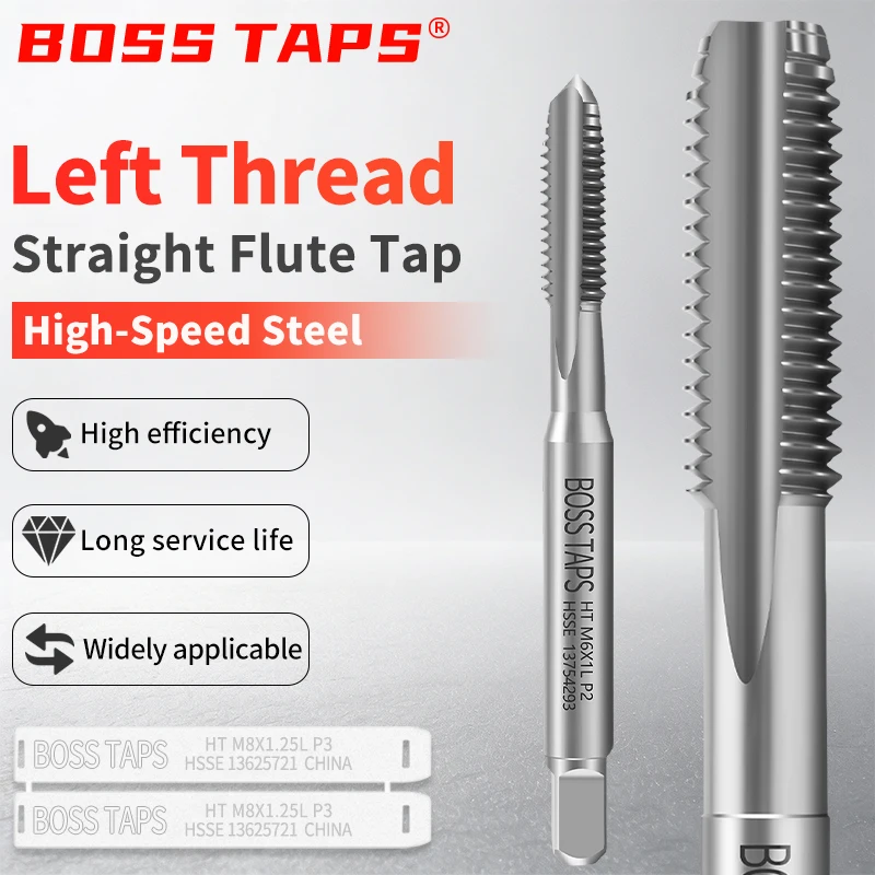 HSSE-M35 JIS Standard TIN Coating Left Hand Straight Fluted Hand Tap M2 M3 M4 M5 M6 - M12 Machine Sc