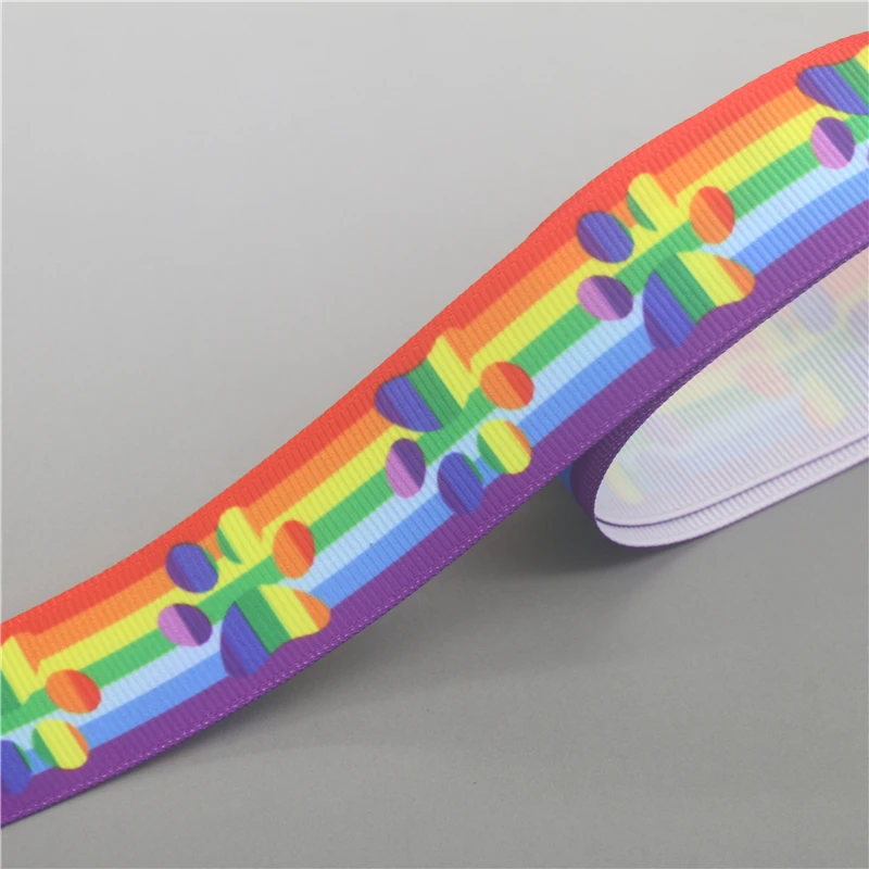 DHK 50yards Rainbow Love Lgb Pride Printed Grosgrain Ribbon Accessories Headwear Decoration Collar DIY Sewing Craft S2543