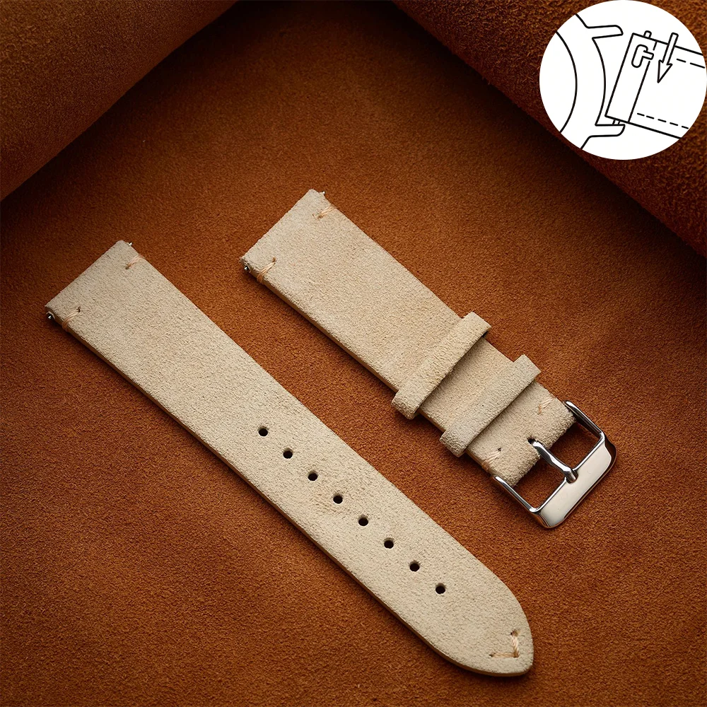 Genuine Leather Quick Release Watch Strap with Metal Pin Buckle