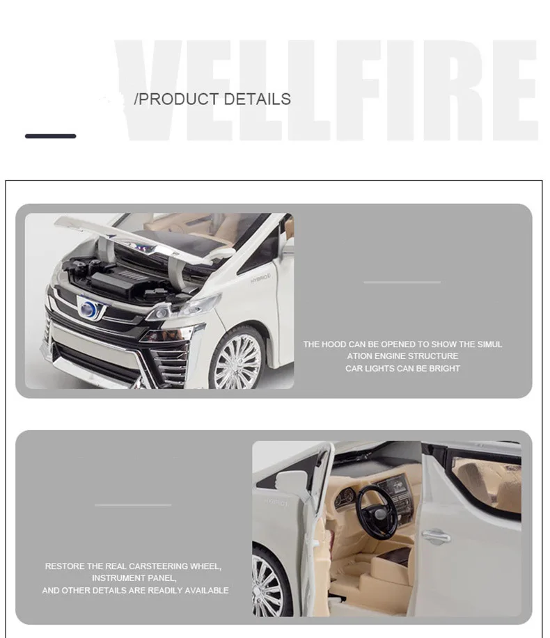 1:24 Toyota VELLFIRE MPV Alloy Car Model Diecast Toy Vehicles
