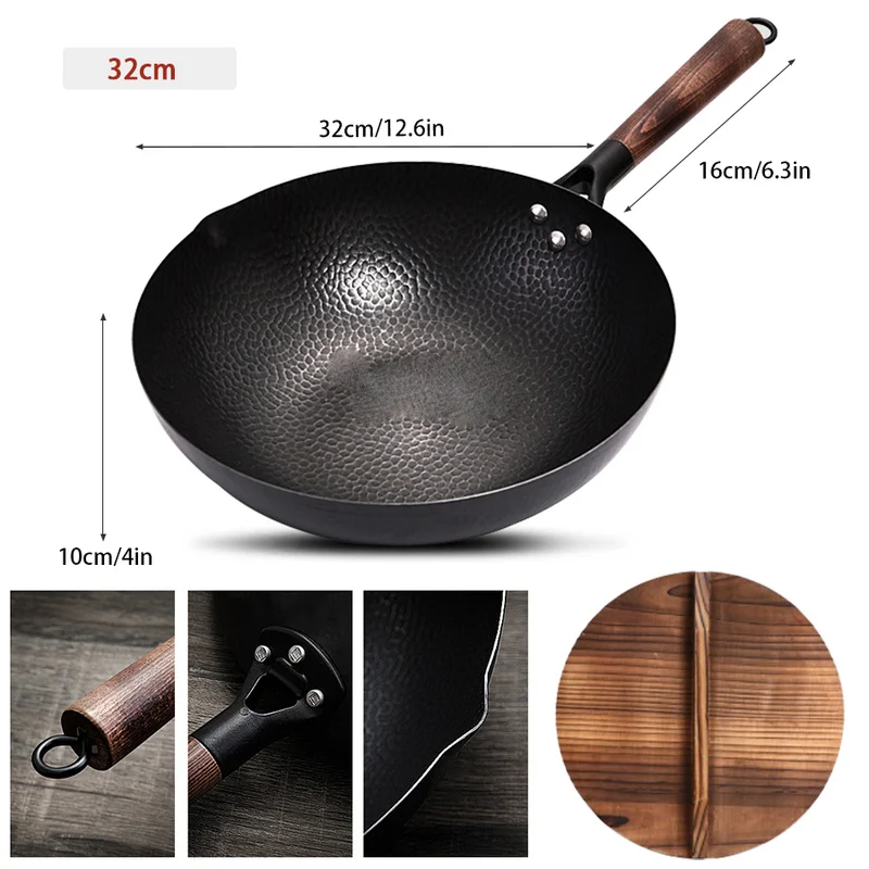 Casserole Wok en fonte non revêtue et antiarina, marmite de cuisine, poêle  en fonte, ustensiles de cuisine, poêle à frire - AliExpress