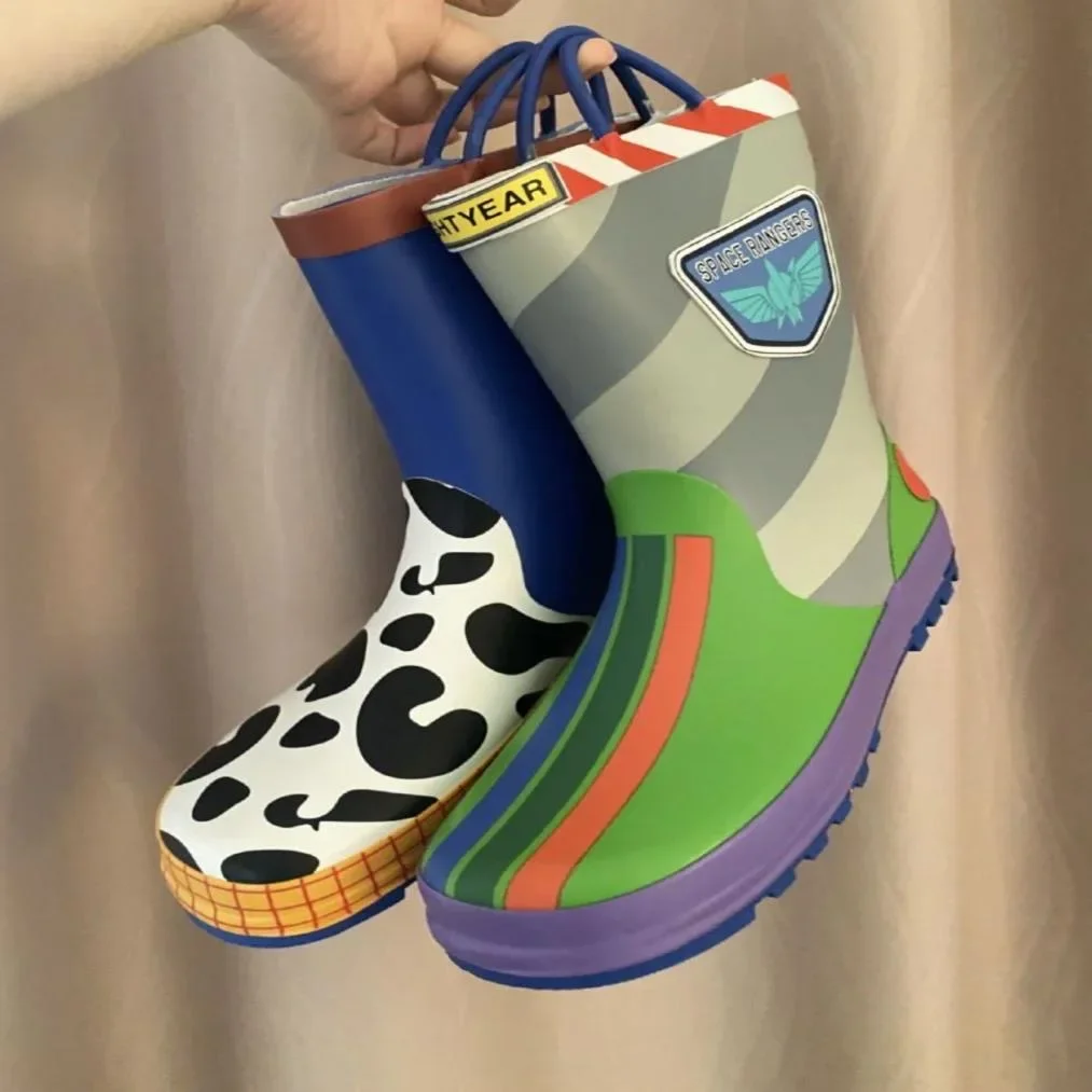 Diseny cartoon kids Toy Story Rain Boots Student Rain Boots Children's  Fashion  Shoes Non-Slip Short shoes