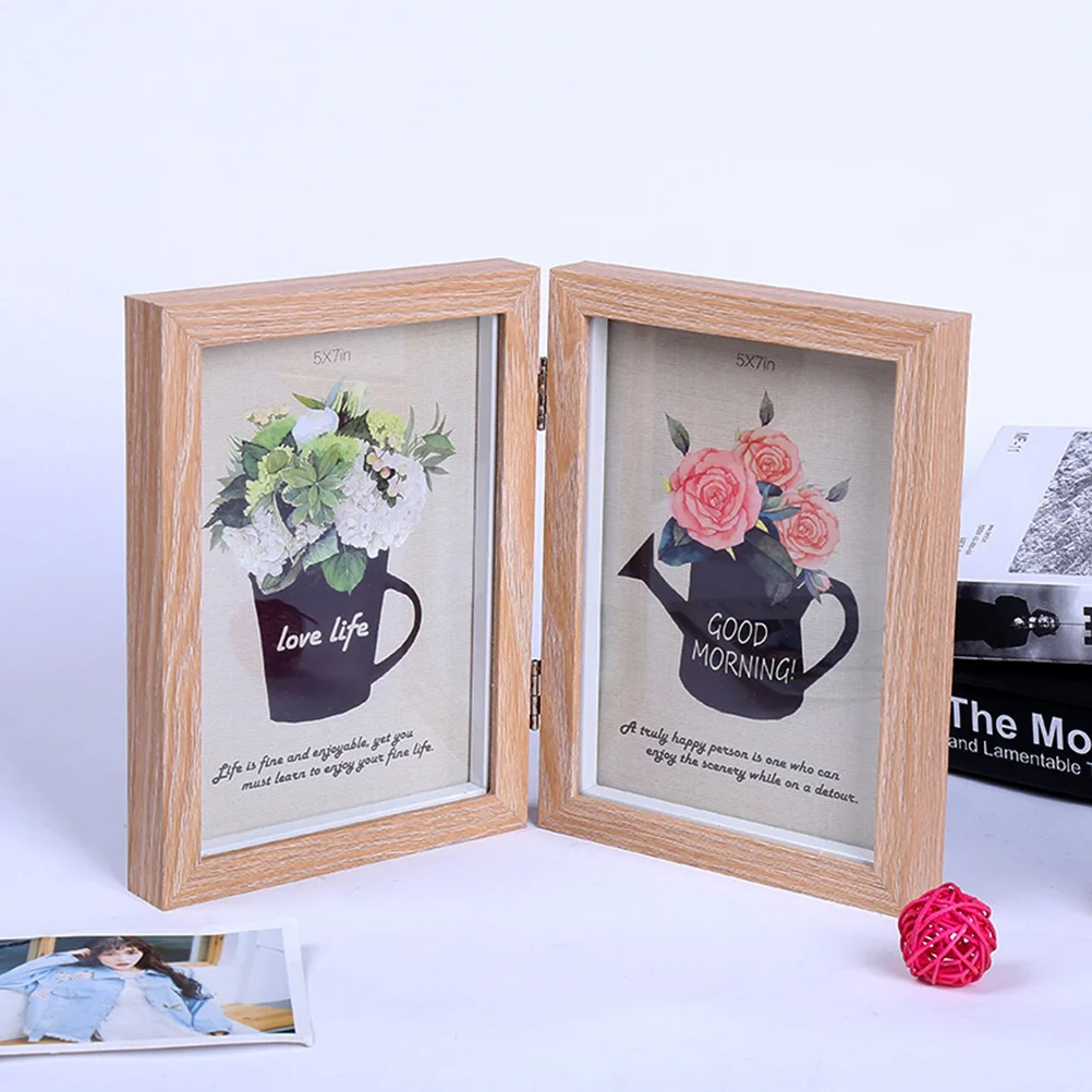 4x6 Inch Fashion Simple Wooden Picture Frames Double Photo Frame (Original Wood Color)