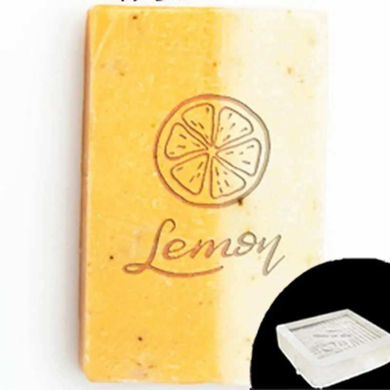 Transparent Soap Stamp with Handle, Fruit Lemon Shape, Letter, Natural Custom Stamps for Making Soap, Acrylic Chapter with Custo