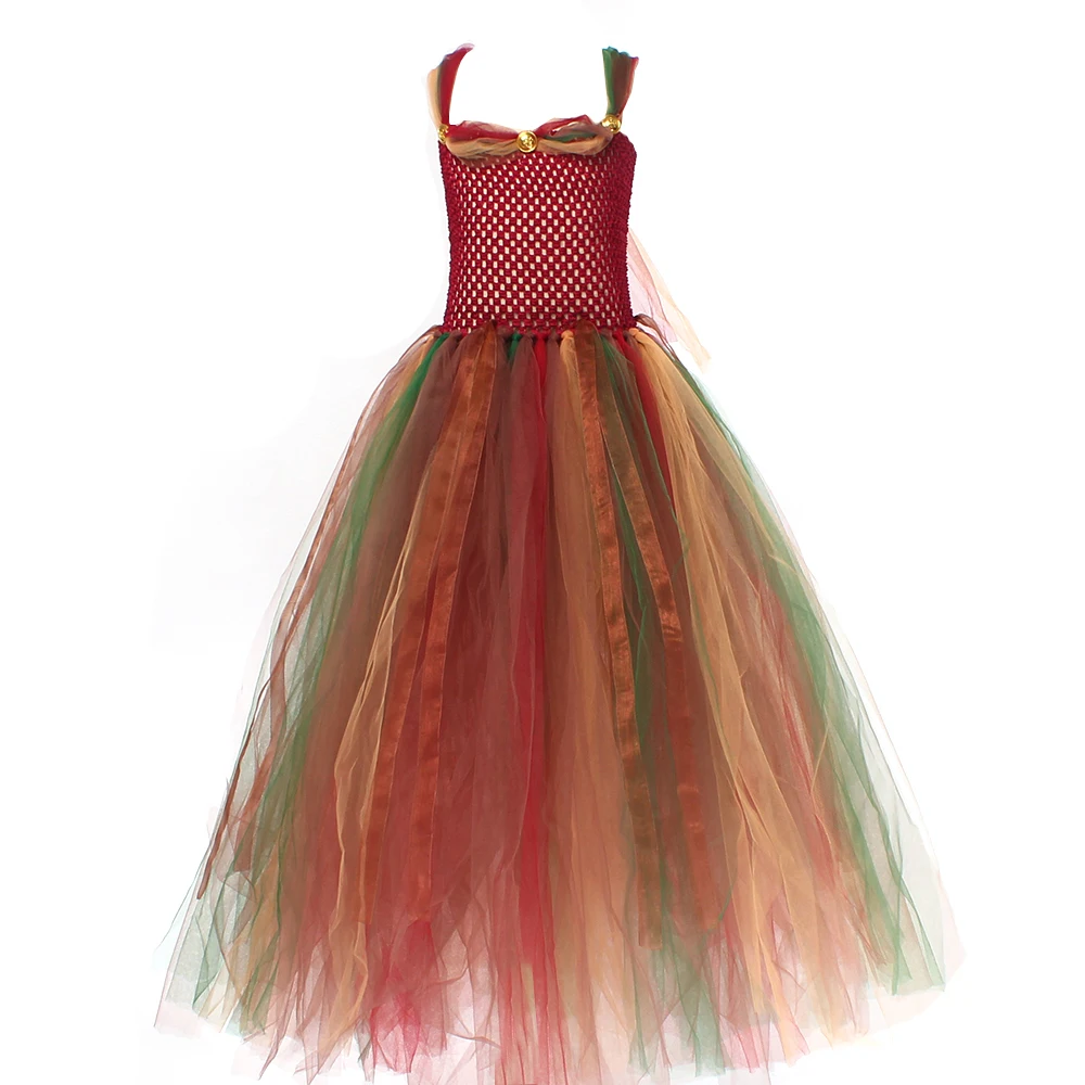 Woodland Fairy Princess Costume for Girls Fancy Tutu Dress with Wings set Autumn Kids Birthday Party Halloween Cosplay Ball Gown