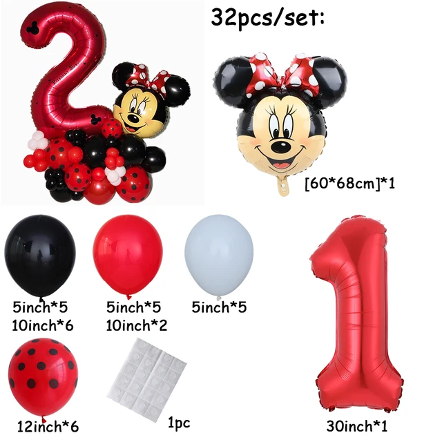 KIT DE 5 BALLONS MINNIE PREMIER ANNIVERSAIRE