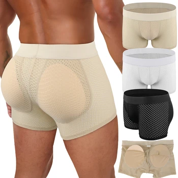 Pantaloncini modellanti per il corpo con glutei finti rimovibili Pantaloncini boxer traspiranti per sollevamento dell'anca da uomo Cavallo inferiore antibatterico ad asciugatura rapida 1