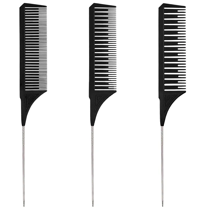 Large and Small Toothed Steel Needle-point Tail Comb Trendy Comb PC Tip-tail Hair Highlighting Comb for Stylist 10 50 pcs unc unf stainless steel 304 american system k nut british system toothed nut metric multi tooth fine tooth nut