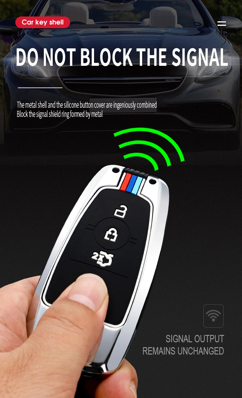 Custodia per chiave Auto in lega per Ford Fusion Mondeo Mustang Explorer F150 Edge EcoSport per Lincoln portachiavi 2021 protezione automatica - S0a9e5e3285f843ff850c275c5dd403874