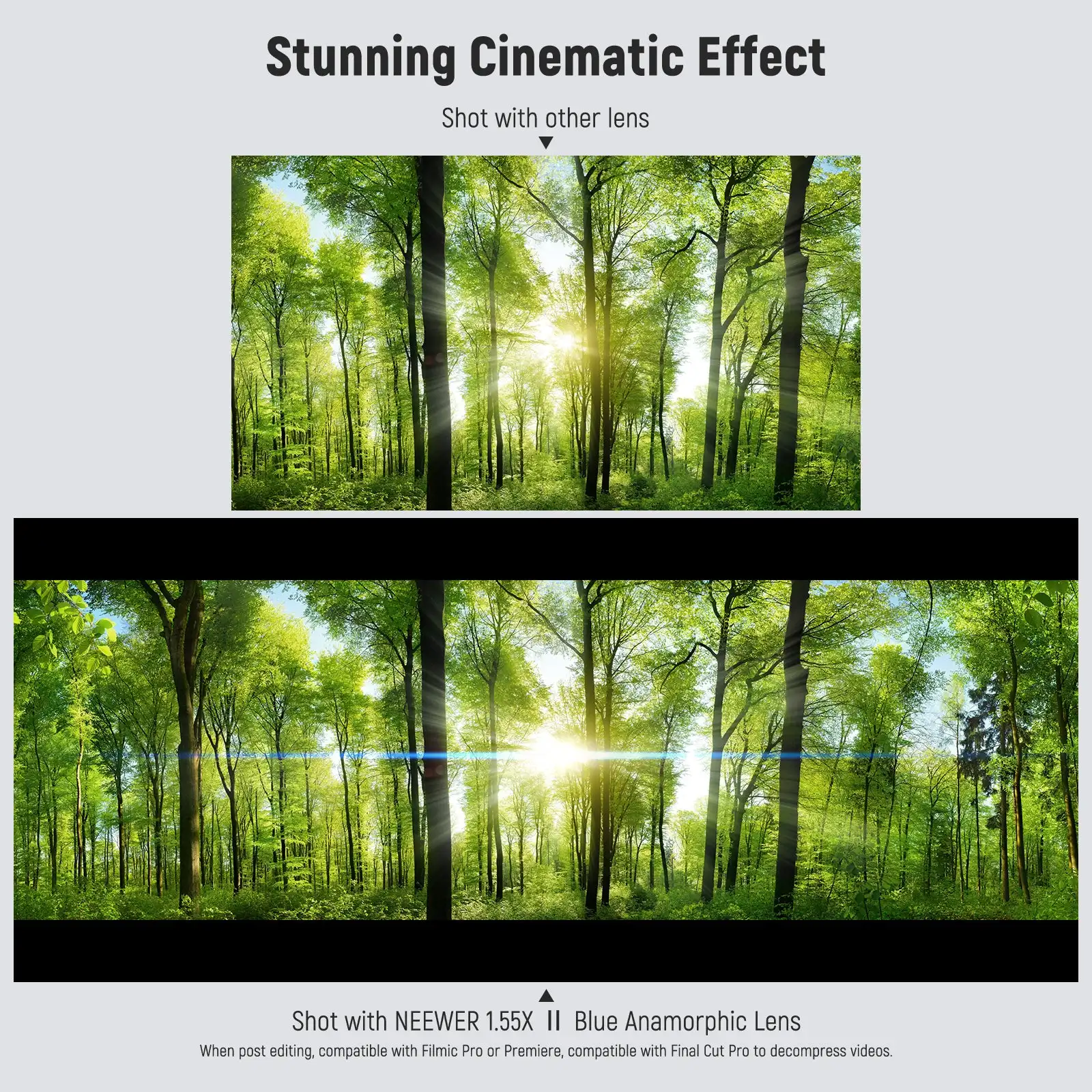 NEEWER LS-43 PRO 1.55x Blue Flare Anamorphic Lens with 17mm Lens