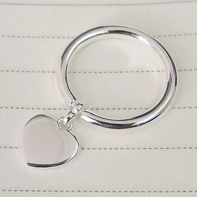 

Original 925 Sterling Silver Ring Heart-Shaped Letter Rings For Women Wedding Party Gift Fine Jewelry