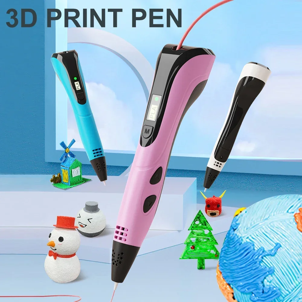 새로운 3D 프린팅 펜 3D 펜 세트 (PLA 9M 필라멘트 포함) LCD 디스플레이 어린이 생일 크리스마스 창의적인 DIY 선물