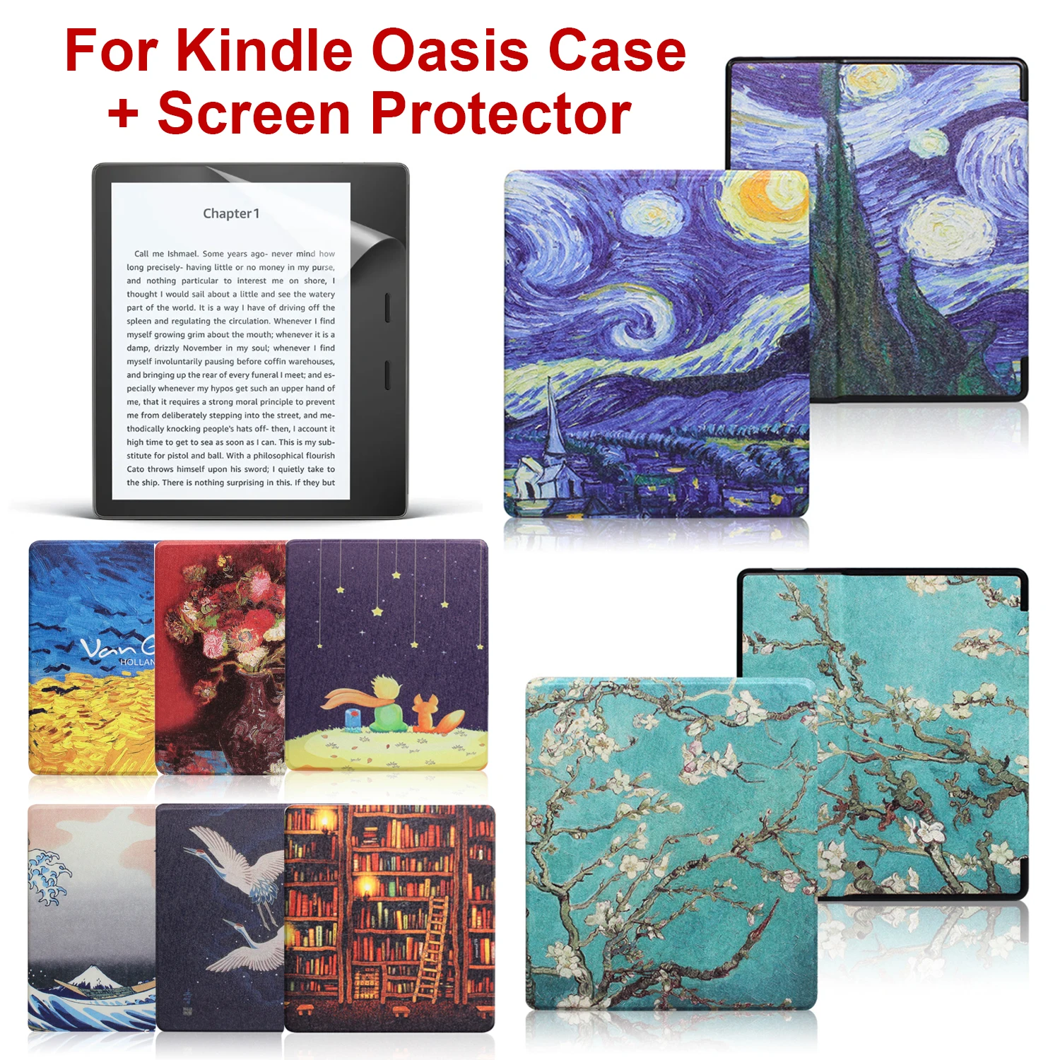 Premium PU Leather Book Cover with Screen Protector and Auto Sleep/Wake Function