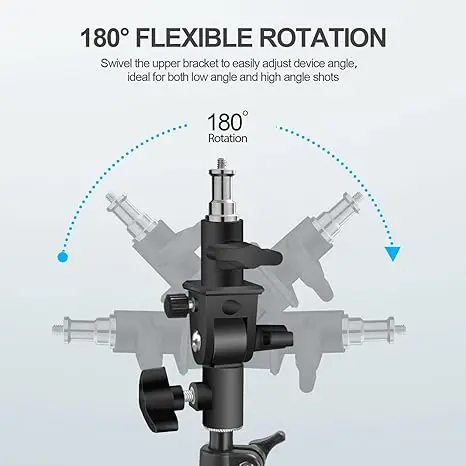 UShape Camera Flash 180&deg;Swivel Mount Bracket with Standard 1/4 to 3/8 inch Metal Male Screw Spigot Stud for softbox studio light