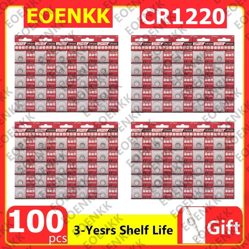 100 Pz Cr1220 3V Batteria Al Litio Ecr1220 Gpcr1220 5012Lc 1220 Per Auto Specializzata Telecomando Orologio Cacciavite Gratuito