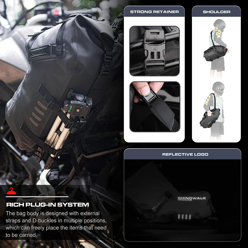 2pcs Motorcycle Bag Waterproof Tail Bags Reflective Tail Duffle Bag Saddle Dry Luggage Outdoor Motorcycle Pannier Bags