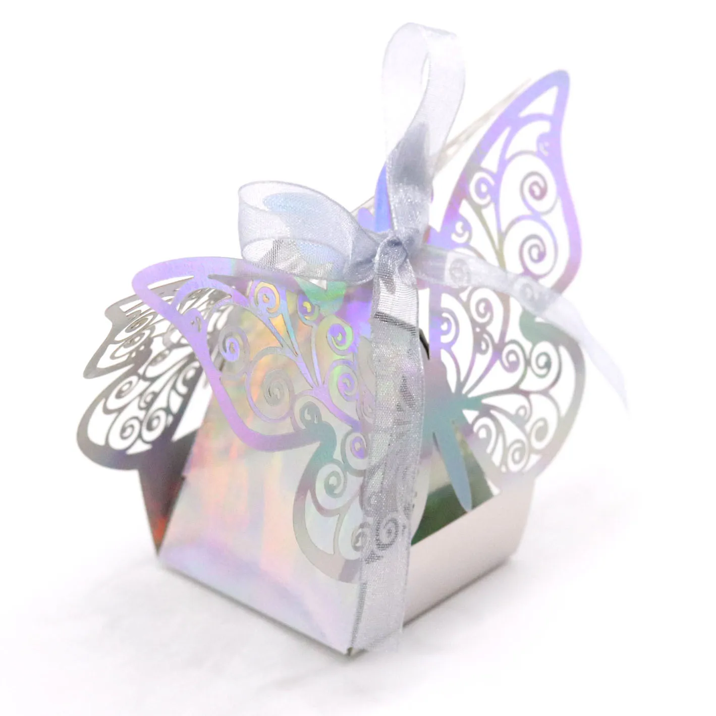 50pcs Laser Cut Candy Favor Boxes with Ribbons, Wedding Gift Cartons for Chocolate Cook... - SKU LCLB0908 - UGI Packaging